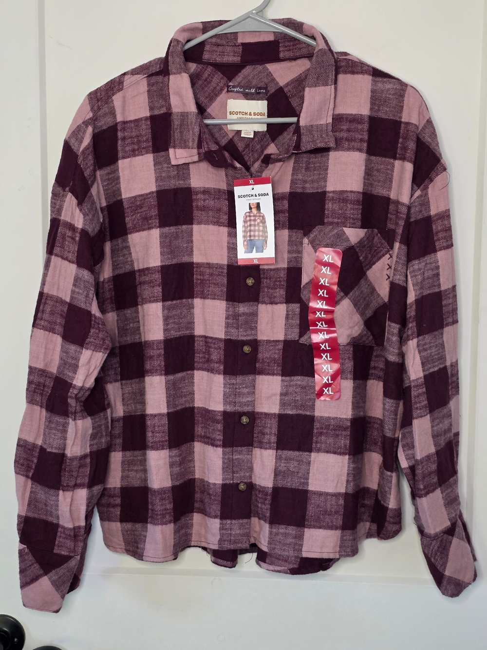 Scotch & Soda - Pink and Burgundy Plaid Button-Down Shirt